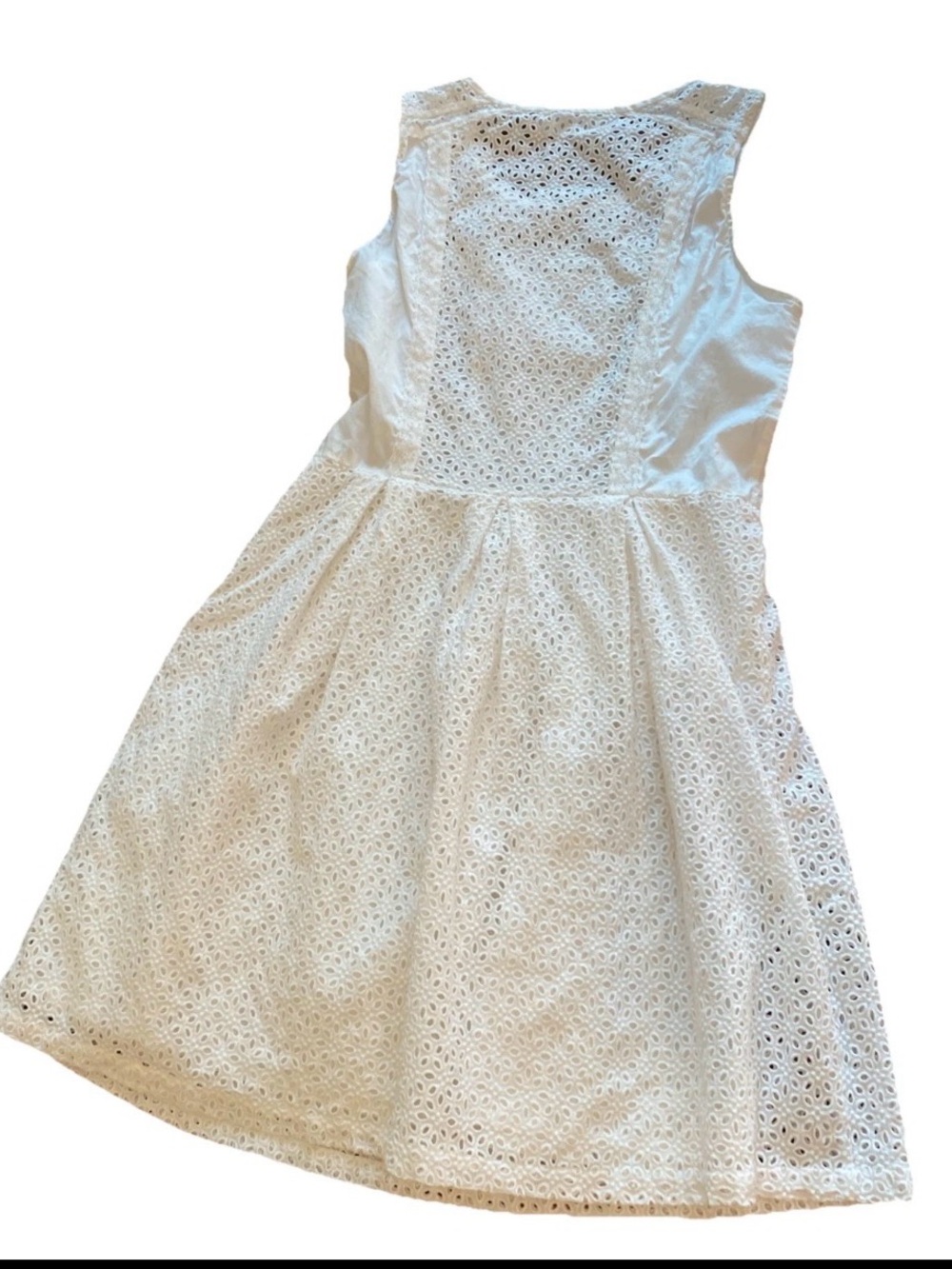 Rosemunde White Eyelet Lace Dress Size 40 Lined Sleeveless Scoop Neck Sundress
